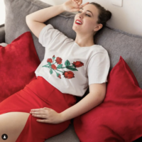 T shirt printed with Roses - Red - Image 3